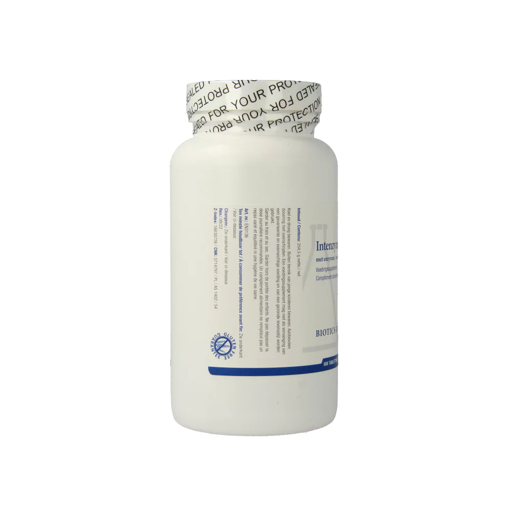Intenzyme Forte 500 tabletten van Biotics Research, systemisch enzymencomplex in pot