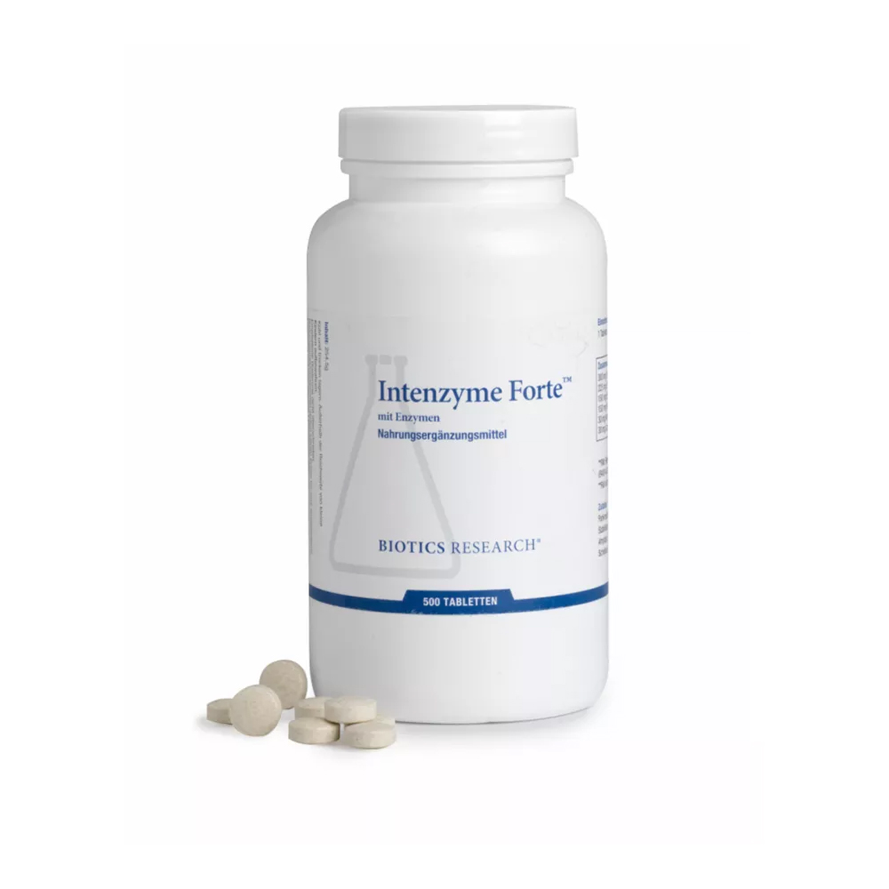 Biotics Intenzyme Forte tabletten – systemisch enzymcomplex met pancreatine, bromelaïne, papaïne, lipase en amylase via actiVbase van Biotics Research