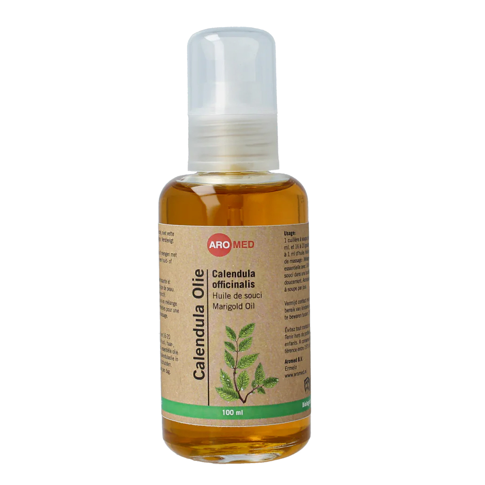 Aromed Calendula Olie BIO 100 ml – Calendula officinalis verzachtend voedend bindweefsel verstevigend huid haar massage uitwendig