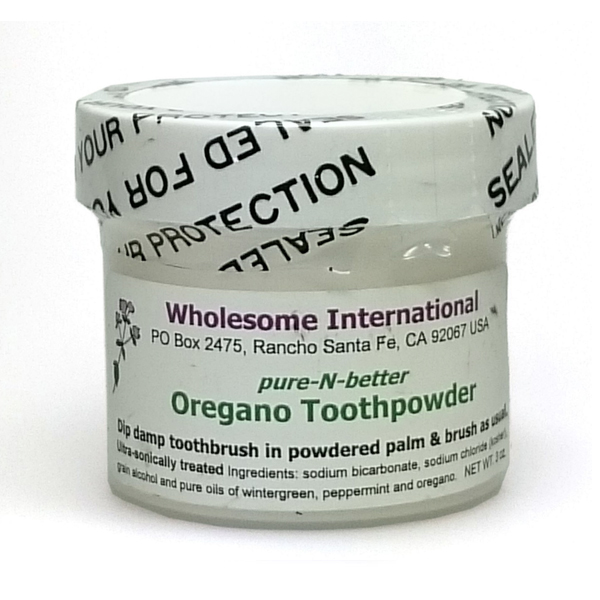 Potje met tandpoeder met oregano, pepermunt & zuiveringszout. Fluoridevrij, vegan & verfrissend. 90 gram