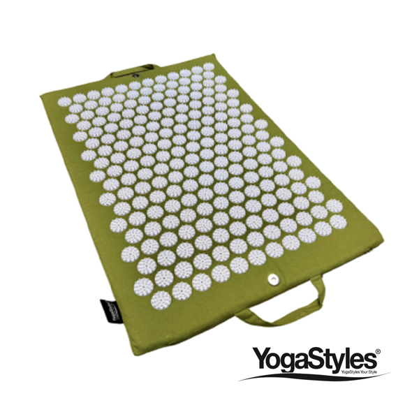 YogaStyles Spijkermat in Olijfgroene kleur. Acupressuurmat 68 x 42 cm