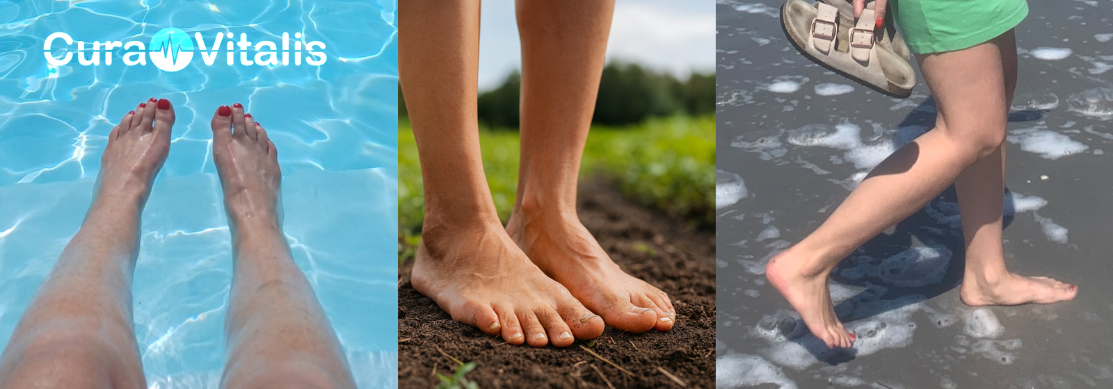 Blote voeten op aarde in een groentetuin, symbool voor aarden en verbinding met de natuur.