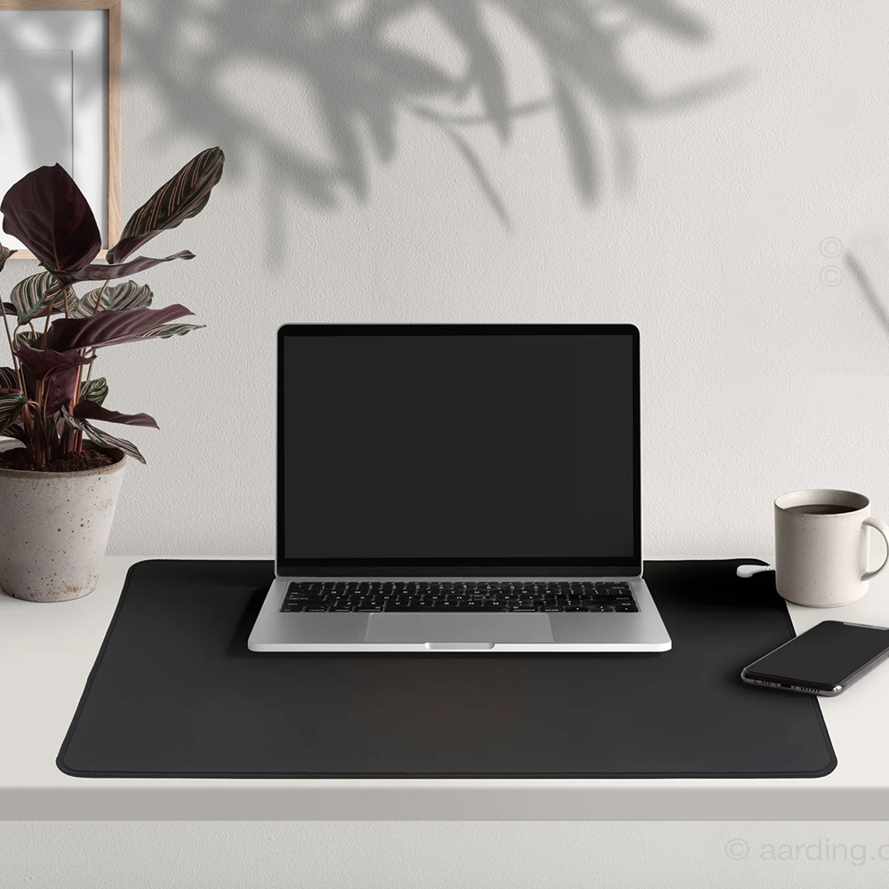 Aardingsmat Carbonleder 40x60 cm – inclusief kabel en aardingstekker, accessoire voor aarden binnenshuis
