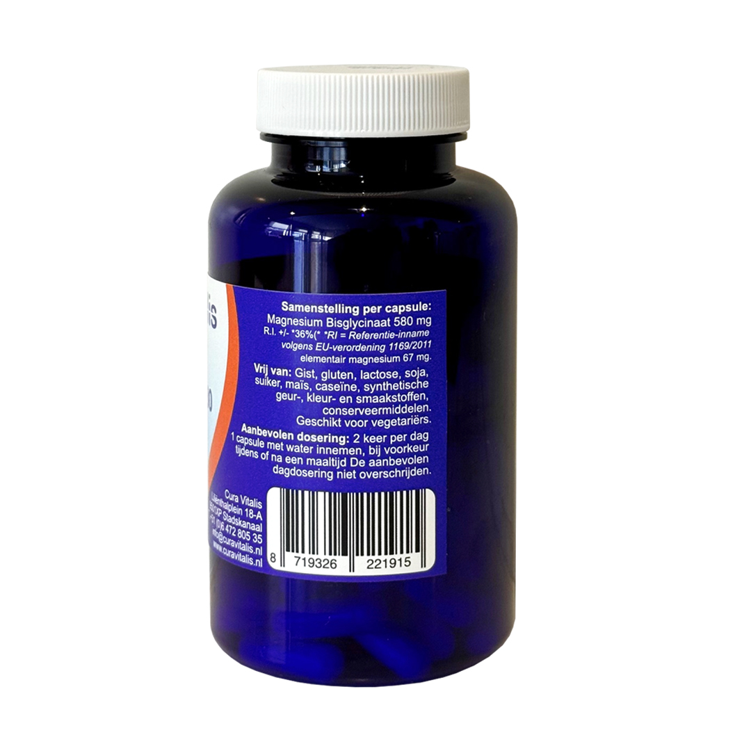 Cura Vitalis Magnesium Bisglycinaat 580 mg – 60 capsules voedingssupplement
