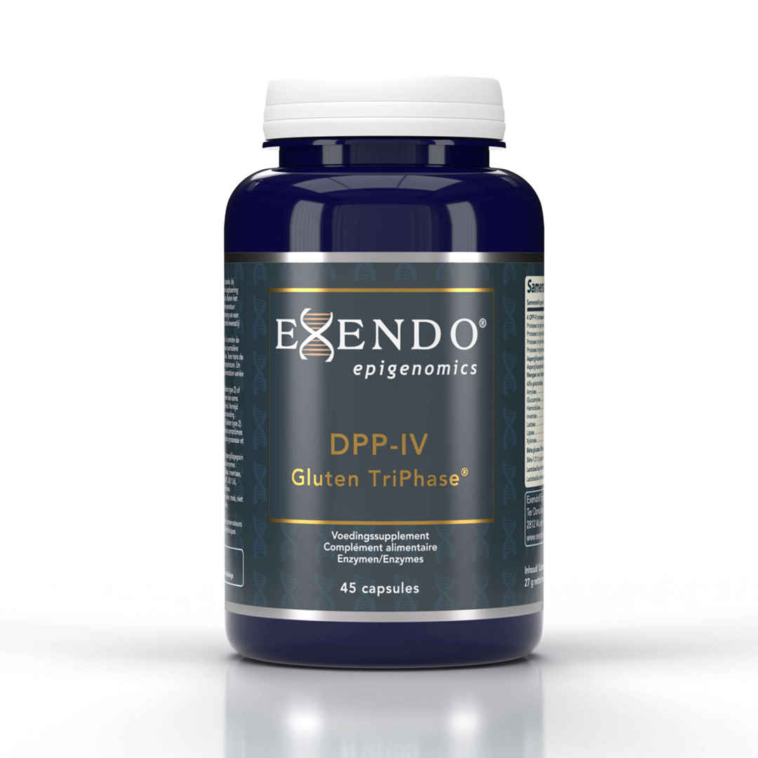 Exendo DPP-IV Gluten Tri-Phase 45 capsules met zes DPP-IV enzymen, aspergillopepsine en Lactobacillus rhamnosus GG