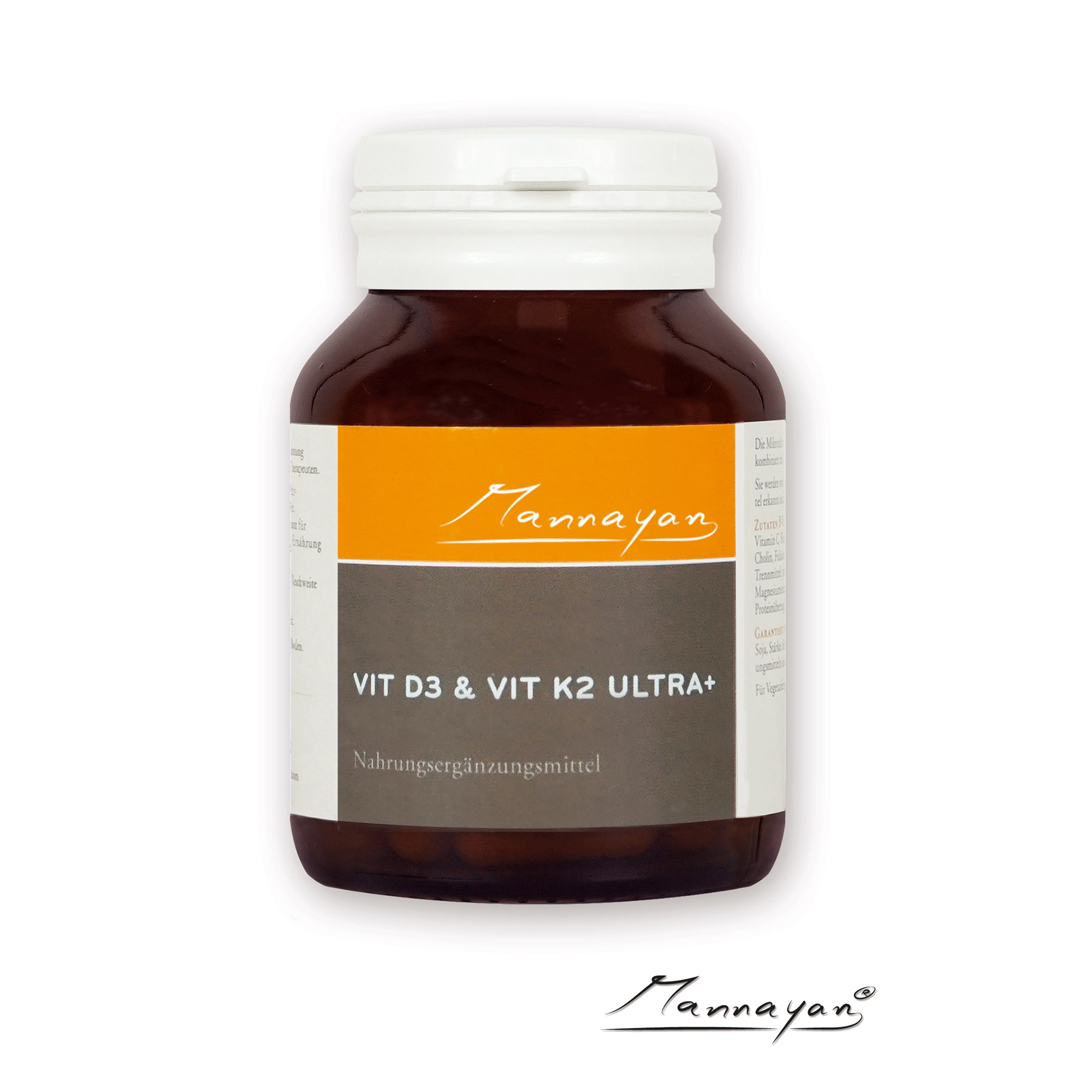 Mannayan Vitamine D3 K2 Ultra+ capsules – cholecalciferol 4000 IU 100 mcg korstmos menaquinon-7 MK-7 100 mcg vegetarisch glutenvrij GMO-vrij