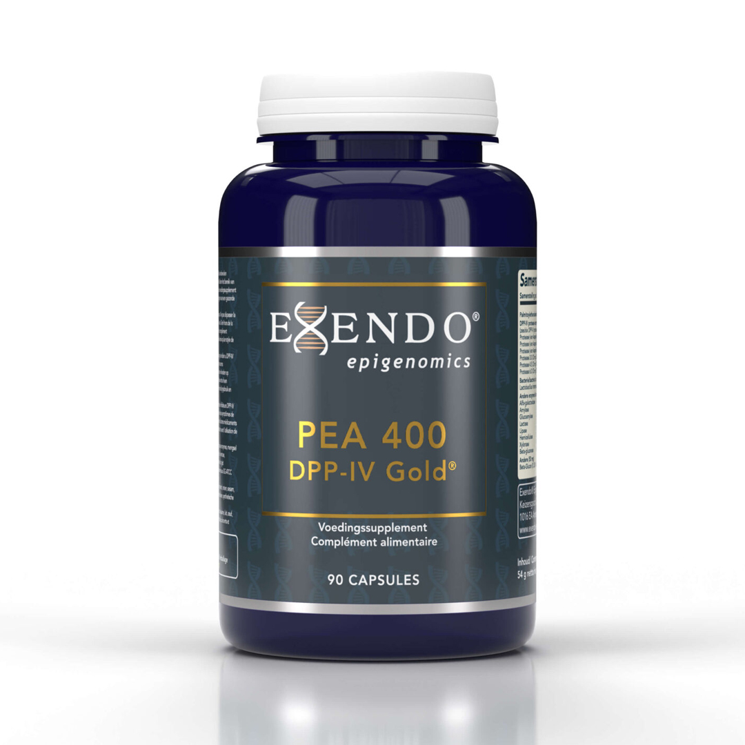 Exendo PEA 400-DPP-IV Gold capsules met palmitoylethanolamide, DPP-IV enzymen en Lactobacillus rhamnosus GG zonder magnesiumstearaat