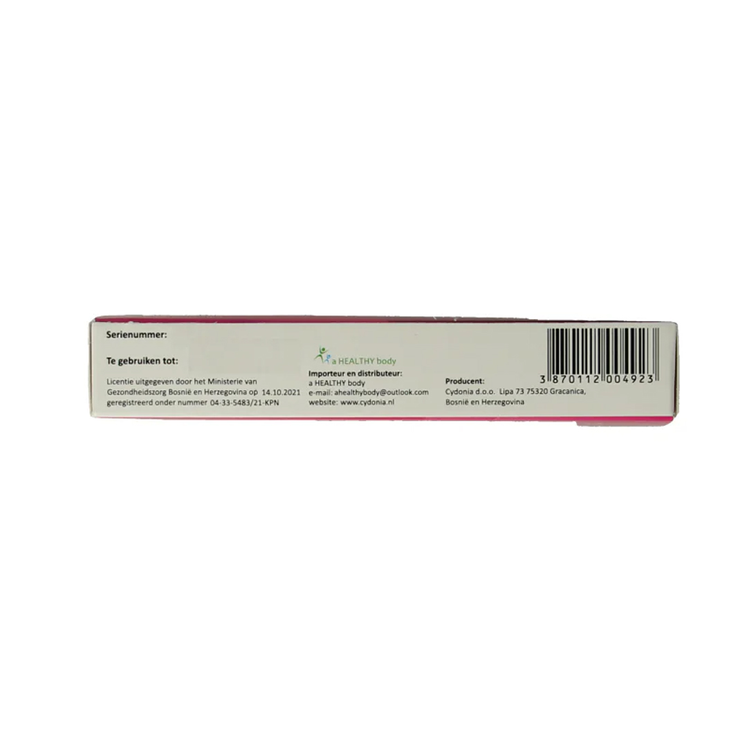 Cydonia Vaginor Probio vaginatabs voor intieme verzorging - zijkant verpakking