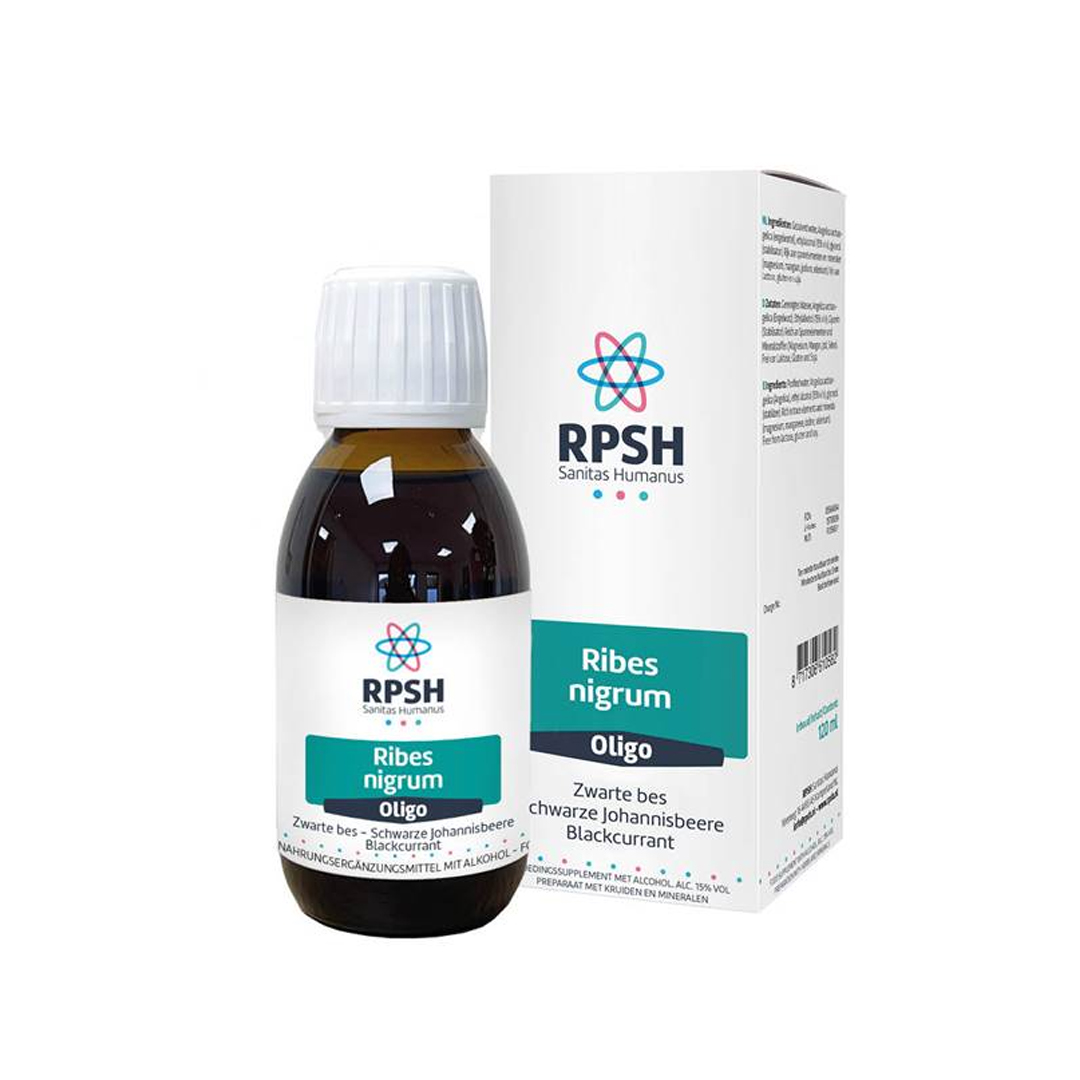 Oligo Ribes Nigrum zwarte bes extract 120 ml – vloeibaar supplement met koper, selenium en mangaan van RPSH Sanitas Humanus