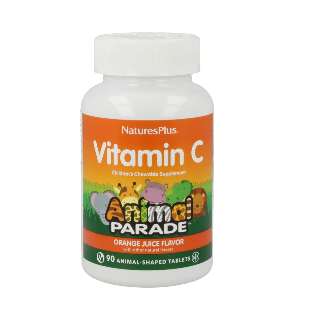 NaturesPlus Animal Parade Vitamine C 90 kauwbare tabletten – 250 mg vitamine C per portie met bioflavonoïdencomplex voor kinderen, veganistisch