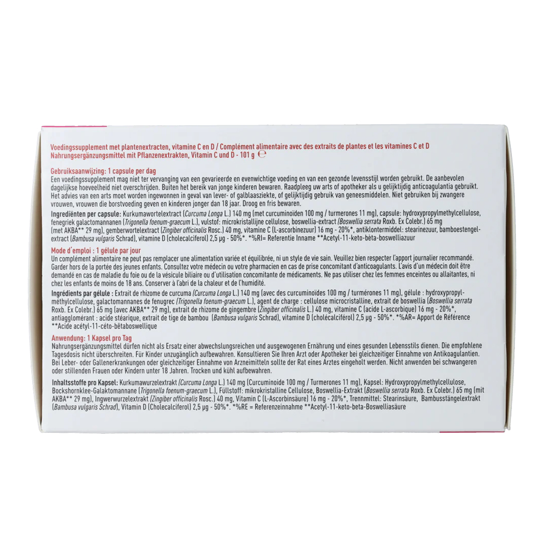 Metagenics Curcudyn Forte – Kurkuma, Boswellia & Gember. Ingrediënten.