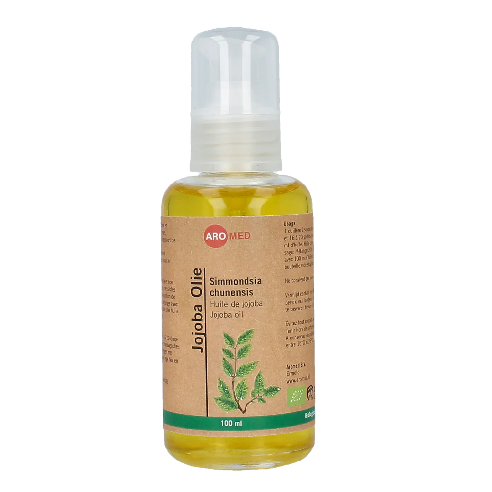 Aromed Jojoba Olie BIO – Simmondsia chinensis verzachtend hydraterend talgregulering droge gevoelige vette huid massageolie aromatherapie
