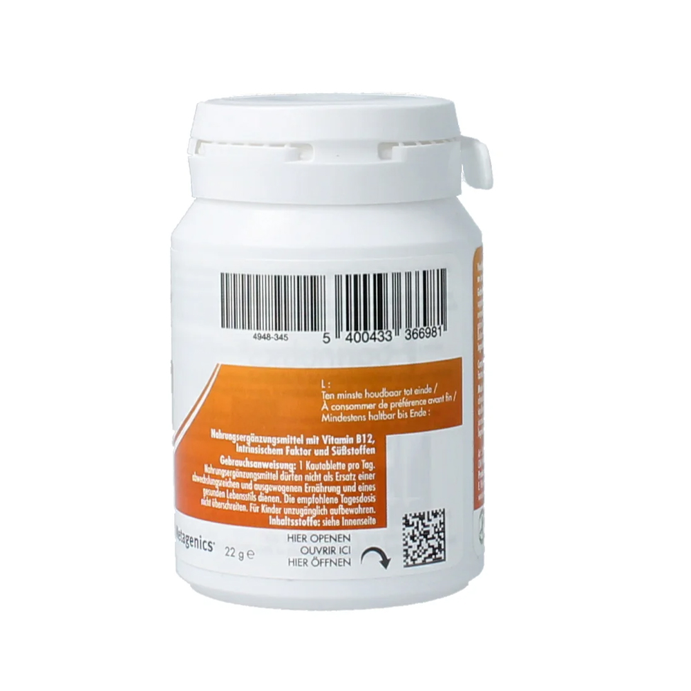 Barinutrics Vitamine B12 I.F. framboos 90 kauwtabletten – 1000 µg methylcobalamine intrinsieke factor 20 mg frambozensmaak mannitol xylitol