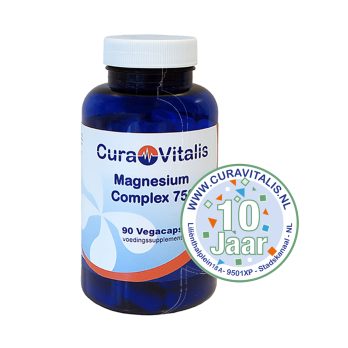 Cura Vitalis Magnesium Complex 750 – pot met 90 vegetarische capsules met magnesiumcitraat, magnesiumglycerofosfaat en magnesiumbisglycinaat, geproduceerd in Nederland door ArsPro Pharma BV