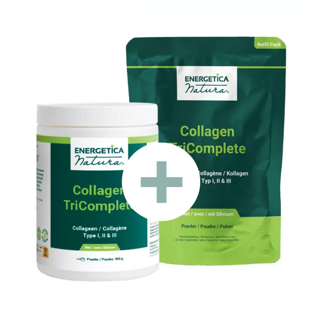 Energetica Natura Collagen TriComplete 400 gram – rundercollageen type I, II en III met Mesoporosil silicium, vitamine C, zink en biotine