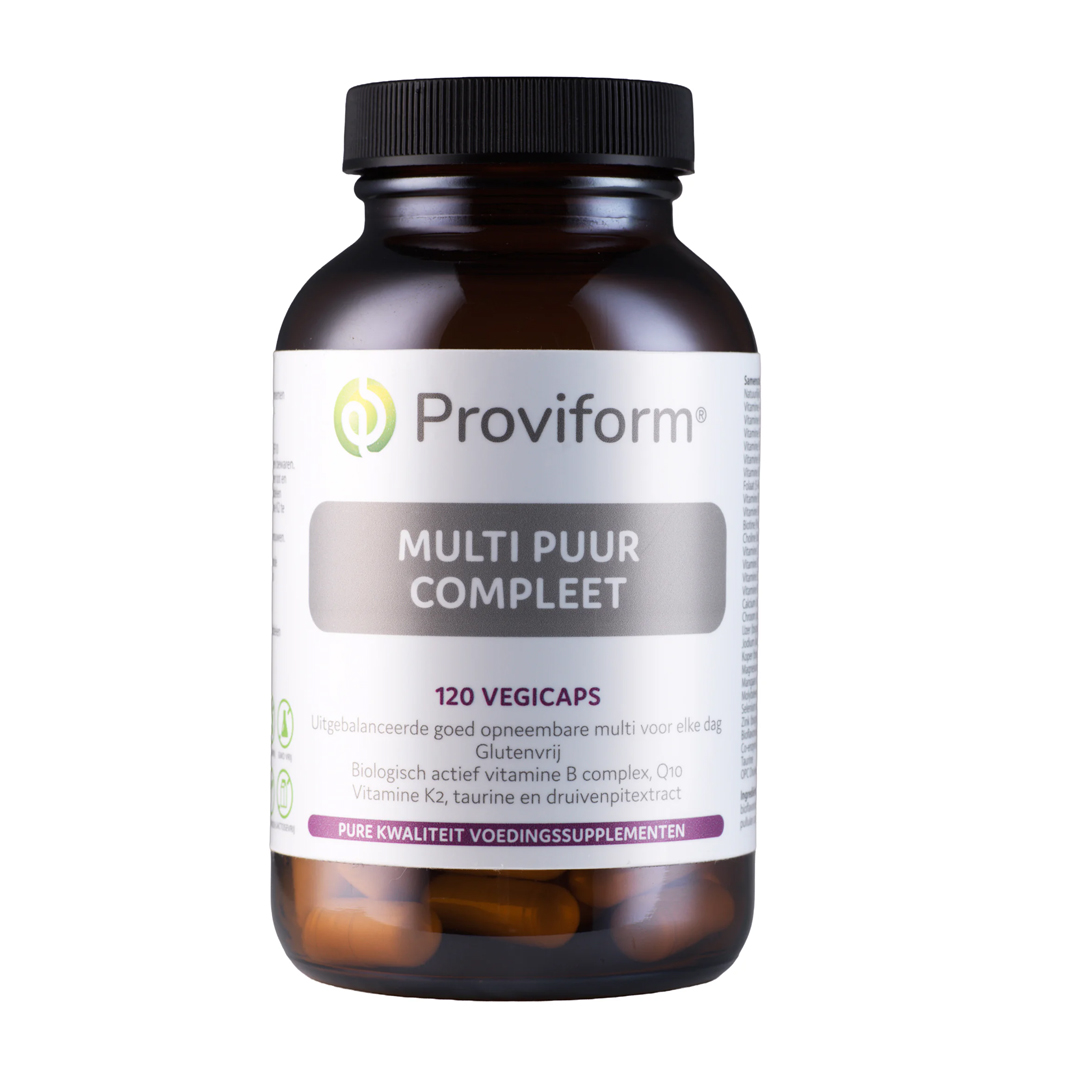 Proviform Multi Puur Compleet – uitgebalanceerde multivitamine met actieve B-vitaminen, vitamine K2, D3 uit algen en co-enzym Q10