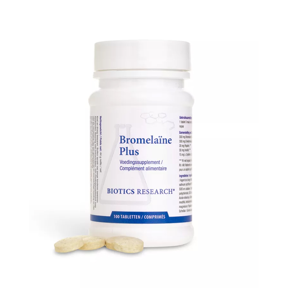 Biotics Research Bromelaïne Plus 100 tabletten – bromelaïne uit ananas papaïne inositol L-cysteïne erwtenmengsel actiVbase lactosevrij