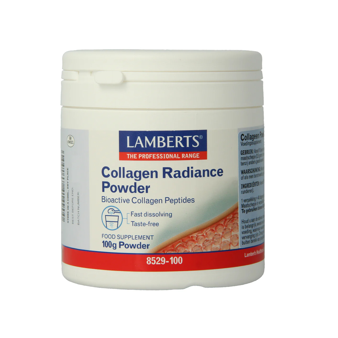 Lamberts Collageen Poeder Verisol 100 gram – 2500 mg bioactieve collageenpeptiden van rund per maatschepje, smaakvrij en snel oplosbaar