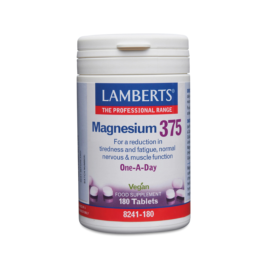 Lamberts Magnesium 375 mg 180 tabletten – unieke mix van magnesiumhydroxide, oxide, citraat en carbonaat, 100% RI per tablet, veganistisch