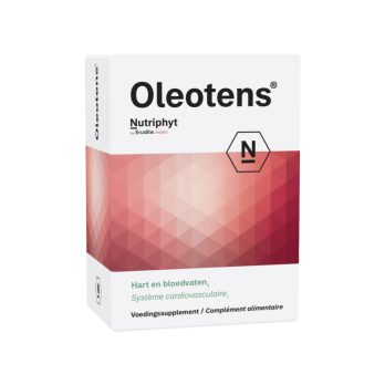 Nutriphyt Oleotens – tabletten met olijfboomextract, wijnstokextract, zeeden, duizendblad, co-enzym Q10, vitamine K2 en D3, magnesium en taurine, clean label voedingssupplement van Nutriphyt België