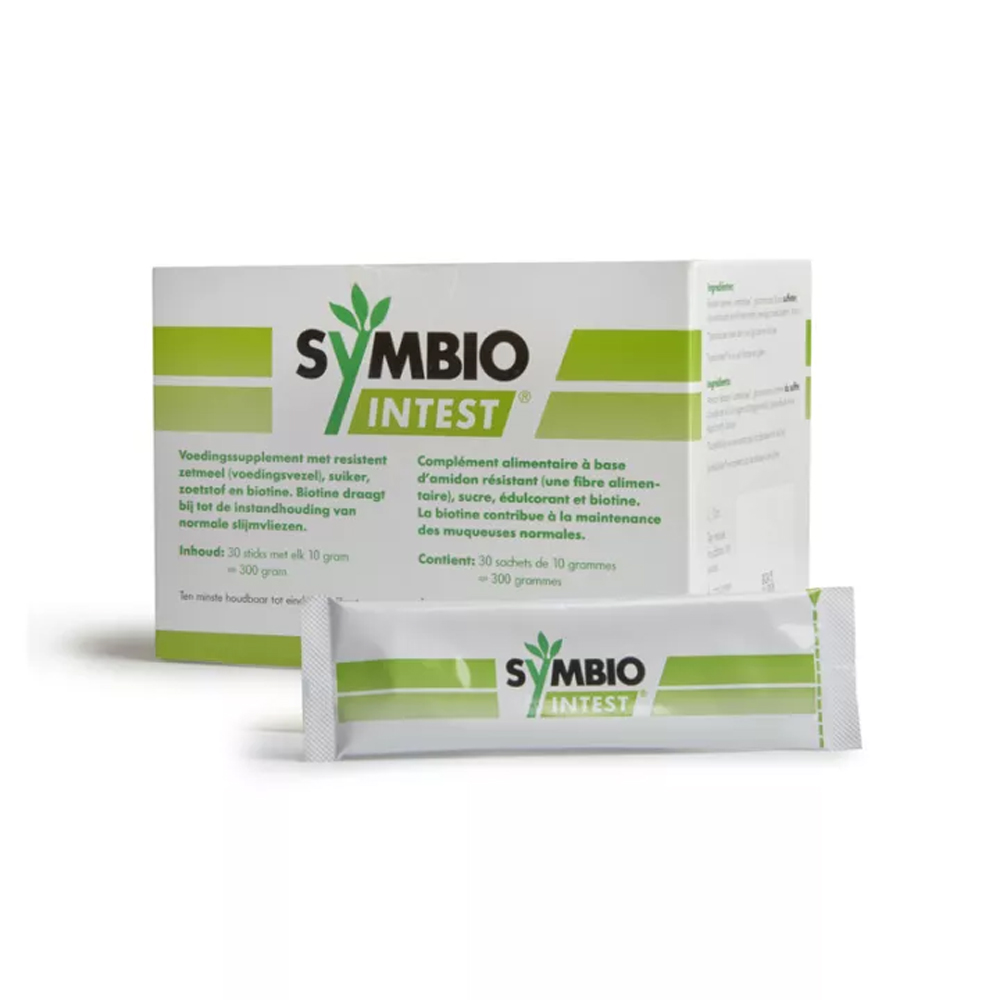 SymbioIntest 30 zakjes SymbioPharm – resistent zetmeel Actistar glucomannaan konjac biotine prebiotica individuele zakjes
