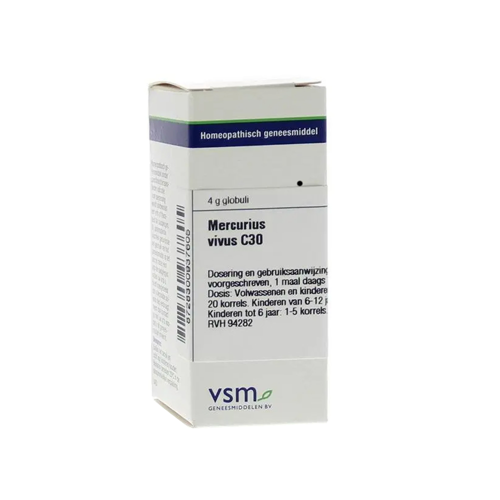 VSM Mercurius vivus C30 globuli 4 gram – homeopathisch geneesmiddel enkelvoudig bietensuiker saccharose
