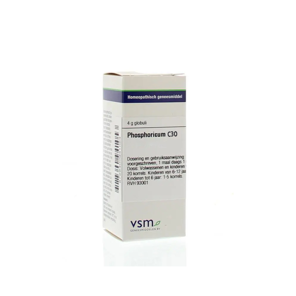 VSM Phosphorus C30 globuli 4 gram – homeopathisch geneesmiddel enkelvoudig bietensuiker saccharose 1 maal daags