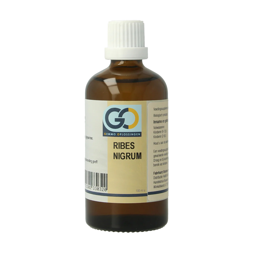 GO Ribes nigrum bio 100 ml - zwarte bes gemmotherapie biologisch knopextract bio-ethanol glycerine druppels volwassenen kinderen