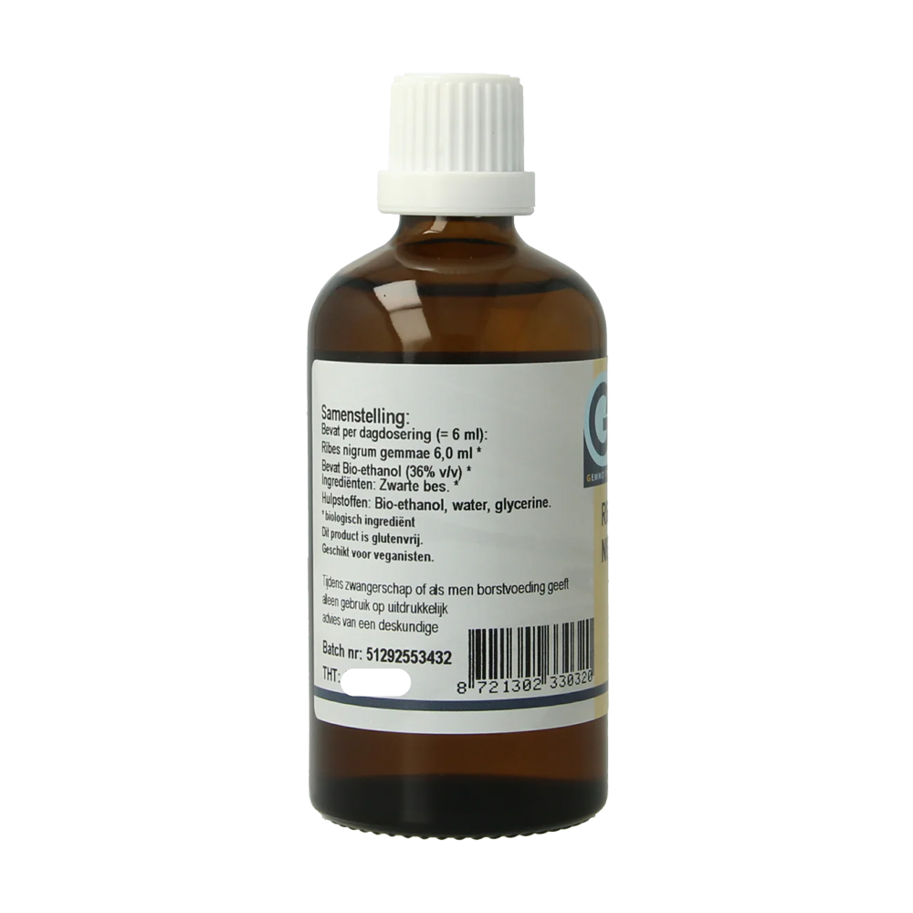 GO Ribes nigrum bio 100 ml - zwarte bes gemmotherapie biologisch knopextract bio-ethanol glycerine druppels volwassenen kinderen