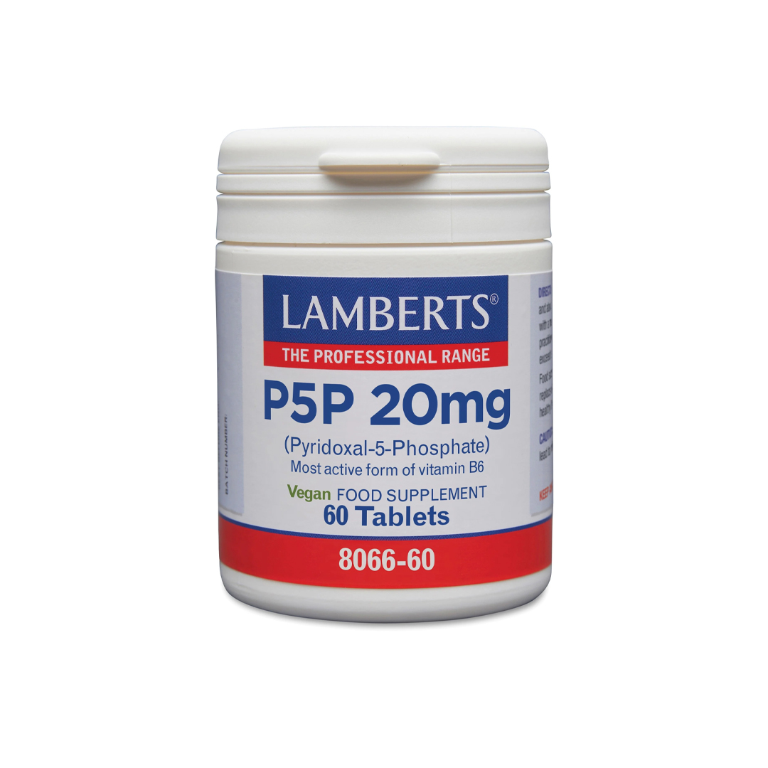 Lamberts Vitamine B6 P5P Pyridoxaal-5-fosfaat 20 mg 60 tabletten – actieve vorm vitamine B6, veganistisch