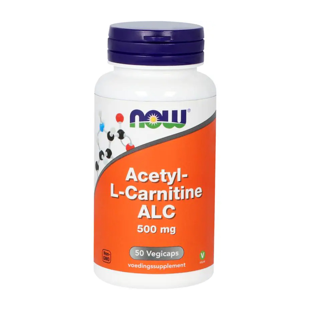 NOW Acetyl-L-Carnitine 500 mg 50 Vegicaps - acetyl-L-carnitine HCl HPMC capsule vegetarisch veganistisch VitOrtho