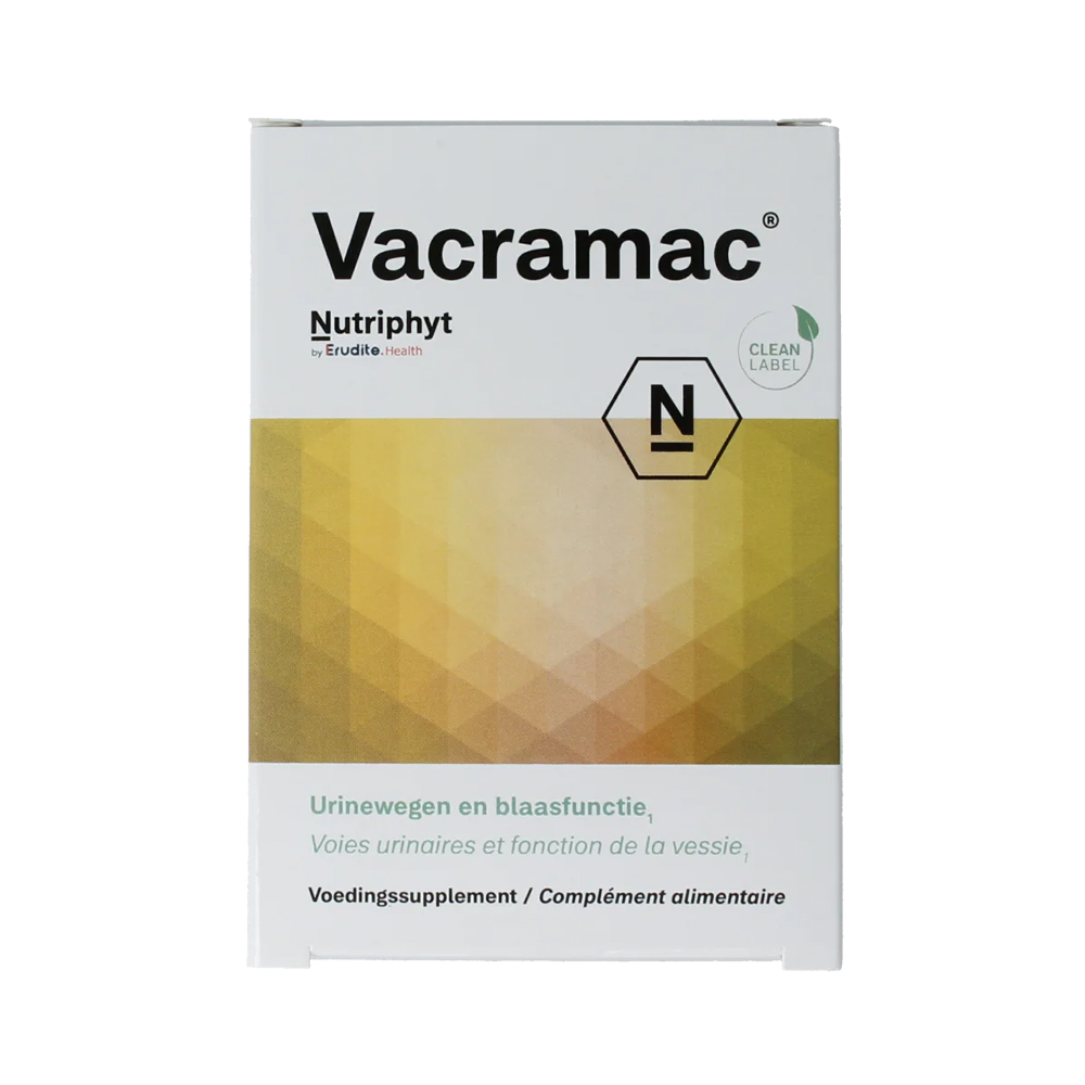 Nutriphyt Vacramac 30 capsules – cranberry 40 mg PAC D-mannose 600 mg matcha groene thee 8 lactobacillus stammen crispatus inuline FOS maagzuurresistent urinewegen