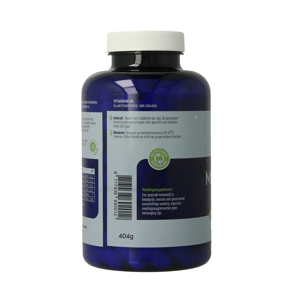 Vitakruid Magnesium 200 Complex 180 tabletten – magnesiumtauraat malaat bisglycinaat drie organische vormen L-taurine 200 mg elementair magnesium