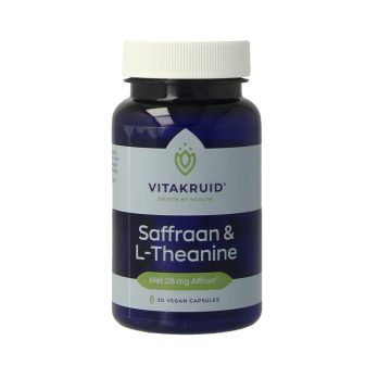 Vitakruid Saffraan 28mg Affron L-Theanine vegan capsule - Affron 3:1 saffraanextract 28mg 3,5% lepticrosalides L-theanine 100mg EGCG 25mg groene thee extract 250mg