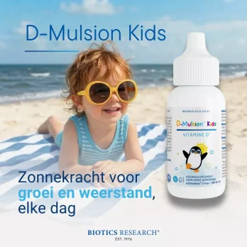 Biotics Research D-Mulsion Kids – vitamine D3 druppels voor kinderen, 5 mcg per druppel, ActiVmulsion®-technologie, 29,6 ml flesje
