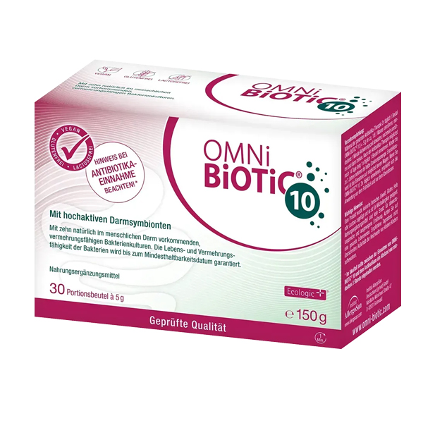 OMNi-BiOTiC® 10 – doosje met 30 sachets à 5 g probiotisch poeder met 10 bacteriestammen en 5 miljard CFU per portie, van Allergosan
