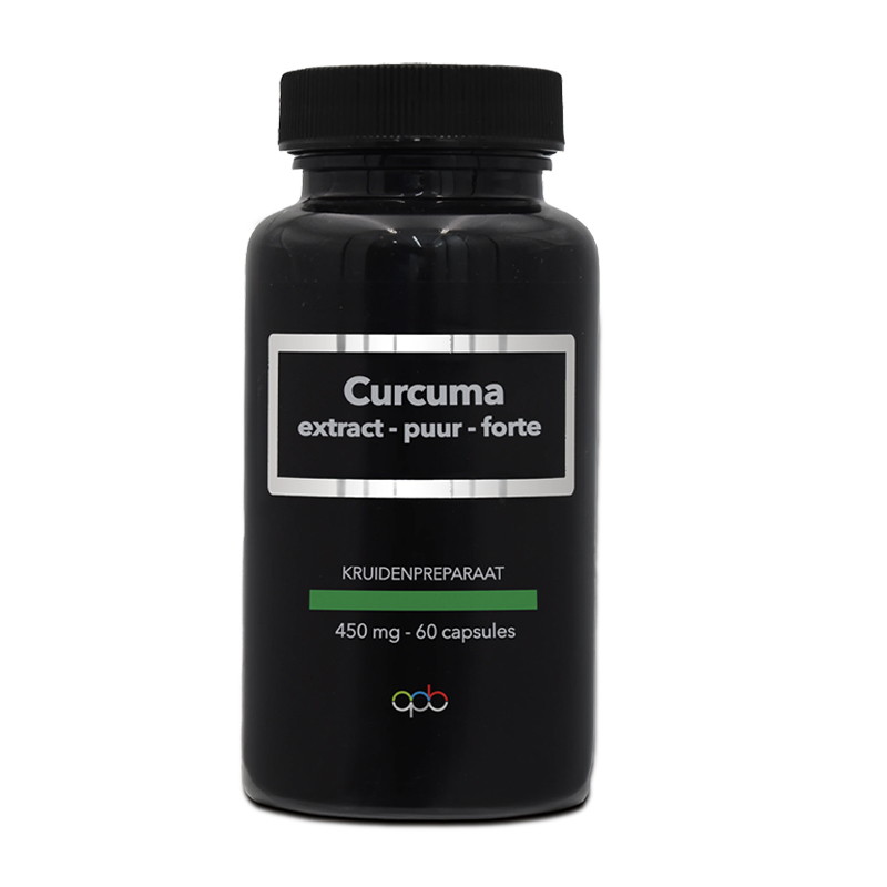 APB Holland Curcuma Puur Curcumine Forte 450 mg – 60 vegetarische capsules met 95% curcuminoïden in zwarte pot, van APB Holland BV Nederland