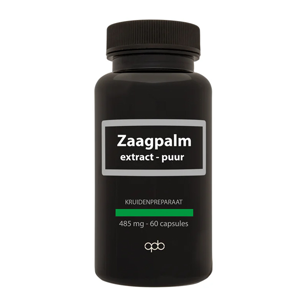 APB Holland Zaagpalm Extract Puur 485 mg – zwarte pot met 60 plantaardige capsules met vertraagde afgifte, 85% vetzuren, zaagpalmblad extract van Serenoa repens