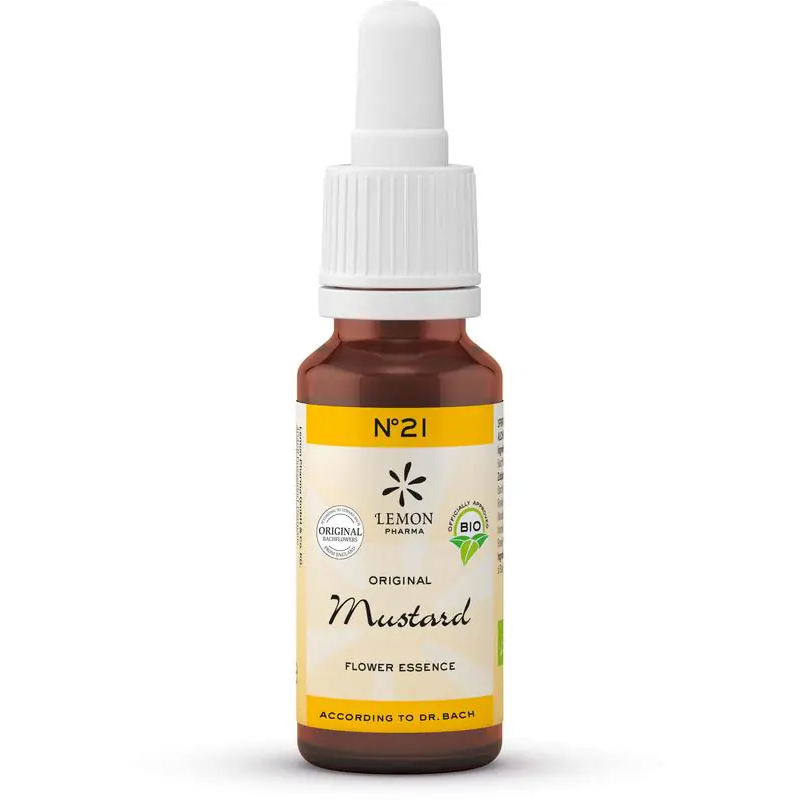 Flesje Lemon Pharma Bach-bloesemremedie Mustard nr. 21 biologisch 20 ml met druppelaar