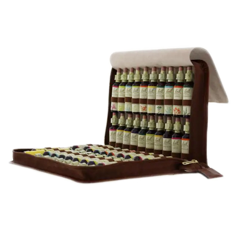 Bach Bloesemremedies Complete Set 20 ml in lederen etui – 38 individuele bachbloesems van 20 ml plus 2 flesjes Rescue Remedy, van T.S. Health Products BV