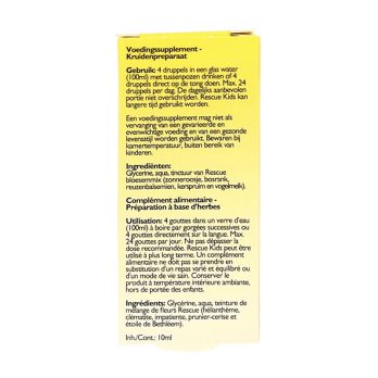 Bach Rescue Remedy Kids Druppels – alcoholvrij voedingssupplement met 5 bachbloesems en paardekastanje bloesem, 10 ml flesje van T.S. Health Products BV, geschikt voor kinderen vanaf 4 jaar