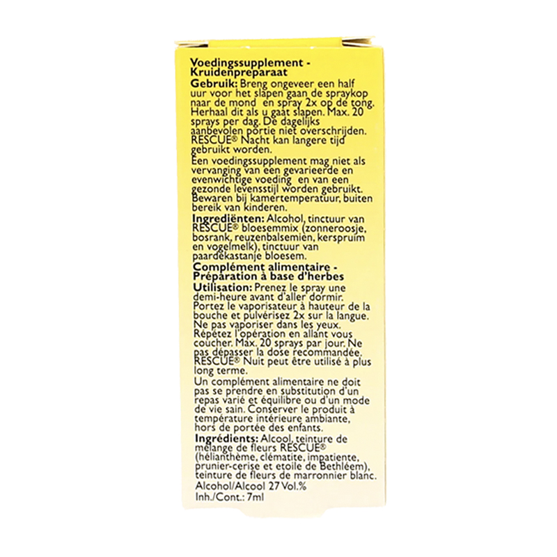 Bach Rescue Remedy Nacht Spray – vloeibaar voedingssupplement met 6 bachbloesems, 7 ml sprayflesje van T.S. Health Products BV