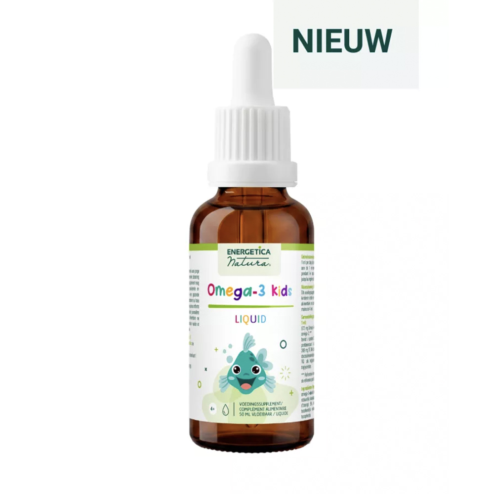 Energetica Natura Omega-3 Kids – vloeibare omega-3 visolie voor kinderen, 50 ml flesje met pipet, sinaasappelaroma, 314 mg EPA en 209 mg DHA per ml