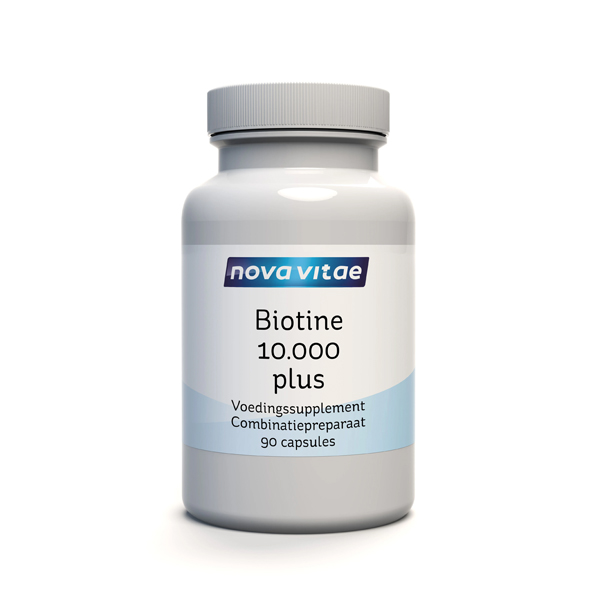 Nova Vitae Biotine 10.000 Plus – 90 capsules met 10.000 mcg biotine, zink, seleen en BioPerine®, van Nova Vitae BV Nederland