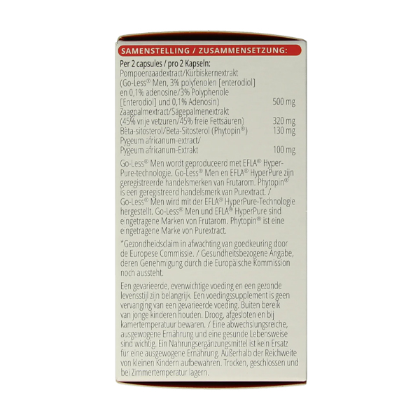 Vitals Mannenformule Pro Prostaat – 60 plantaardige capsules met pompoenzaadextract Go-Less Men, zaagpalmextract en pygeum africanum, van Vitals BV