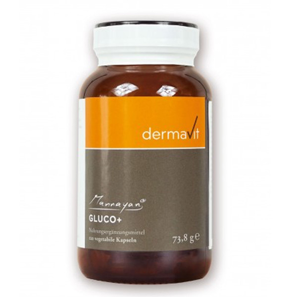 Mannayan Dermavit Gluco+ capsules – glucosamine HCL met vitaminen, mineralen en Lactobacillus bulgaricus in groenteconcentratenmatrix