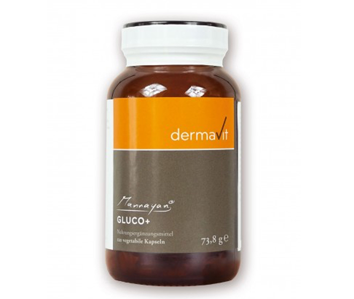 Mannayan Dermavit Gluco+ capsules – glucosamine HCL met vitaminen, mineralen en Lactobacillus bulgaricus in groenteconcentratenmatrix