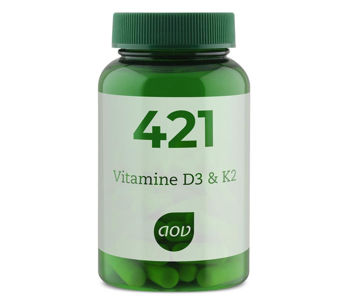 AOV 421 Vitamine D3 & K2 vegacaps – 25 mcg D3 1000 IE en 45 mcg K2 menachinon-7 per capsule vegetarisch