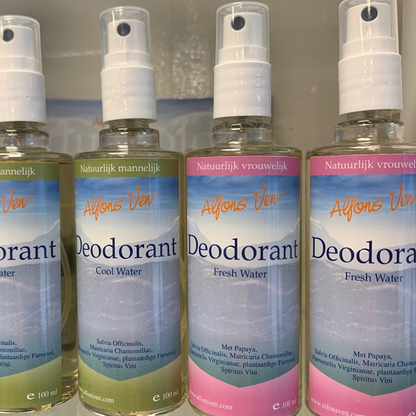 Alfons Ven Deodorant Fresh Water 100 ml roze – natuurlijke plantaardige deodorant in glazen sprayflacon