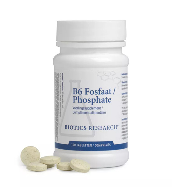 Biotics B6 Fosfaat 100 tabletten – actieve vitamine B6 als pyridoxaal-5-fosfaat met actiVbase erwtencultuur van Biotics Research